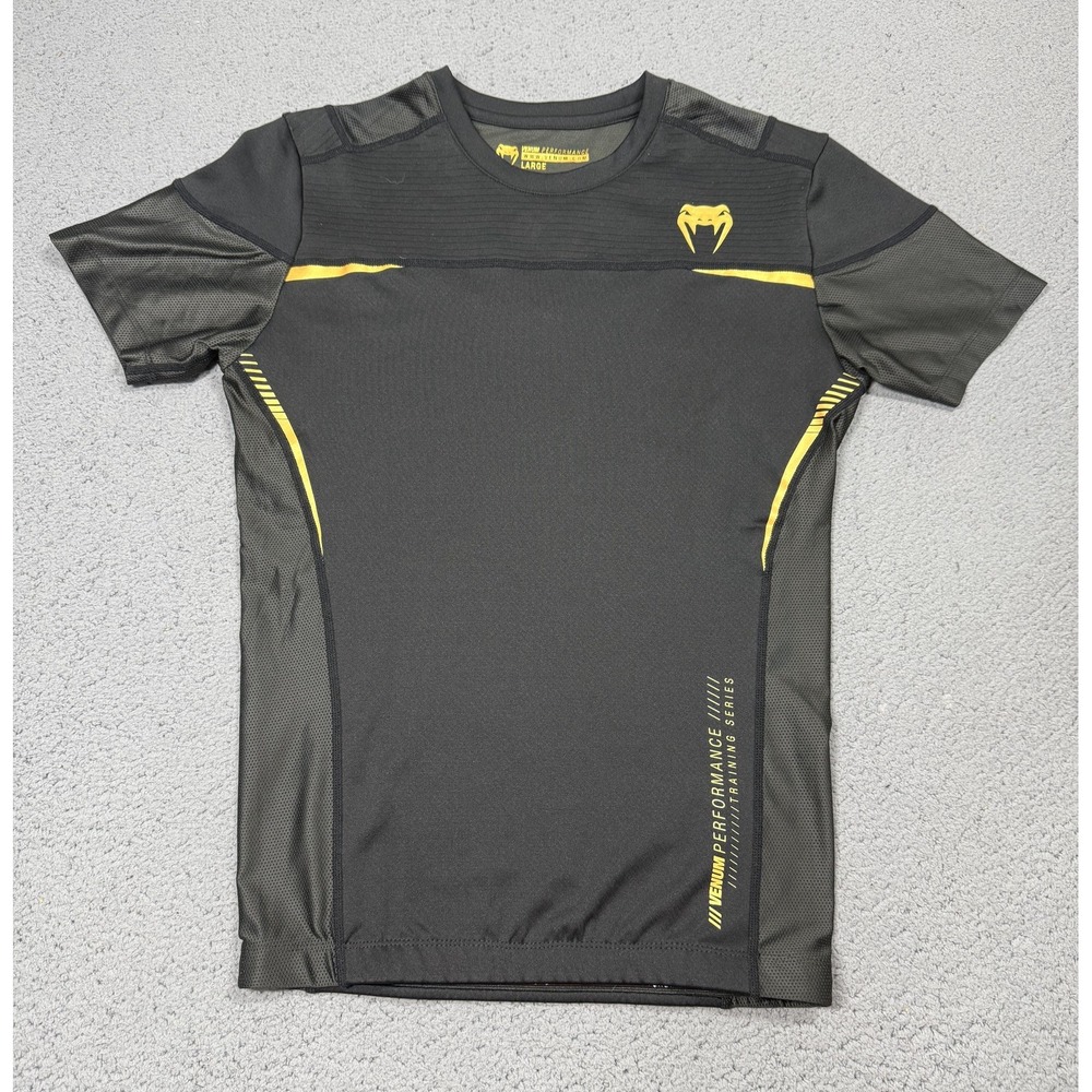 Venum Performance Training Series Shirt Mens L Black Short Sleeve Crewneck Top